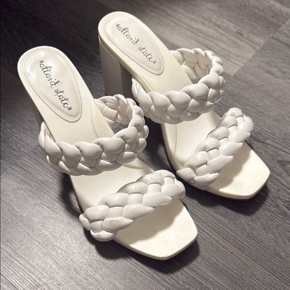 Alterd State White Braided Heeled Sandals